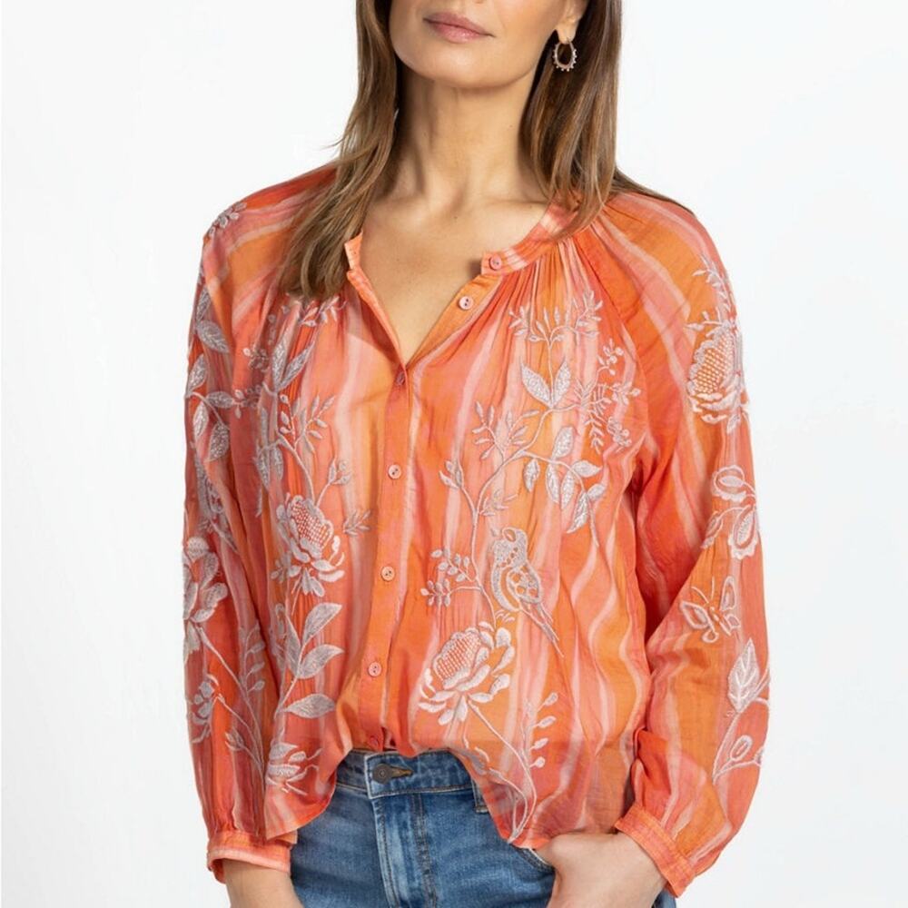 JOHNNY WAS Harlow Silk Top S
